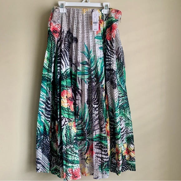 New York and Company 7th Avenue tropical floral & Zebra Print Midi Skirt LG NWT - Picture 3 of 9